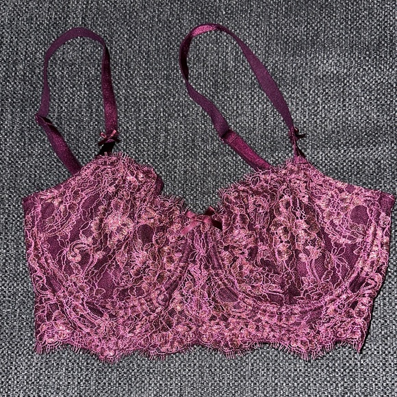 Victoria's Secret Other - Victoria's Secret Lace Bralette in plum and gold floral